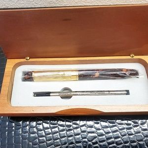 Rare Vintage "NEW" L.E. Sharper Image Gold/Brown Mahogany Like Finish Pen